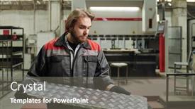  Presentation with construction materials - Slide set enhanced with young-engineer-in-workwear background and a gray colored foreground