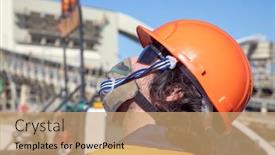  Presentation with young plant - Audience pleasing slide set consisting of young-engineer-inspecting-a-processing backdrop and a coral colored foreground