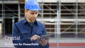  Presentation with young - Slides with young-engineer-man-in-suit background and a ocean colored foreground