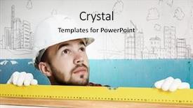  Presentation with engineering engineer or safety officer - Cool new presentation theme with young engineer man mixed media backdrop and a  colored foreground