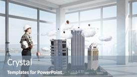  Presentation with media - Amazing theme having young engineer man mixed media backdrop and a seafoam green colored foreground