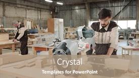  Presentation with factory - Cool new PPT theme with young-engineer-of-contemporary-furniture backdrop and a coral colored foreground