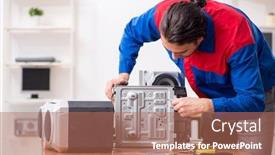  Presentation with engine system diesel - Presentation having young-engineer-repairing-musical-hi background and a coral colored foreground