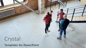  Presentation with glass construction - Amazing PPT theme having young-engineer-with-glass backdrop and a lemonade colored foreground