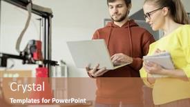  Presentation with new ideas - Audience pleasing slide set consisting of young-engineer-with-laptop-making backdrop and a coral colored foreground