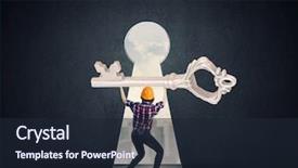  Presentation with woman engineer - Presentation consisting of young engineer woman lifting big key above head background and a wine colored foreground