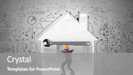  Presentation with woman engineer - PPT layouts featuring keys wisdom - young engineer woman lifting big background and a gray colored foreground