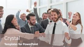  Presentation with entrepreneur - Audience pleasing presentation theme consisting of young-entrepreneur-and-happy-business backdrop and a gray colored foreground