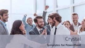  Presentation with entrepreneur - Presentation design with young-entrepreneur-and-happy-business background and a light blue colored foreground