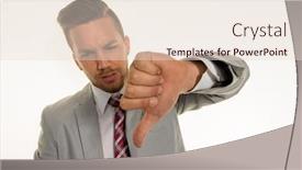  Presentation with entrepreneur - Colorful presentation design enhanced with young entrepreneur turns his thumbs down backdrop and a lemonade colored foreground