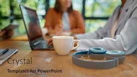  Presentation with coworking - Presentation theme consisting of young-entrepreneurs-collaborating-on-new background and a coral colored foreground