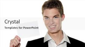  Presentation with business card - Amazing slide deck having young entrepreneurs with business card backdrop and a  colored foreground