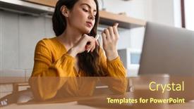  Presentation with nails - PPT theme featuring young-european-woman-looking background and a red colored foreground