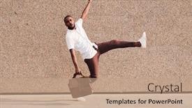  Presentation with smart building - Beautiful slides featuring young-excited-african-businessman backdrop and a coral colored foreground