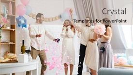  Presentation with reveal - Cool new theme with young-excited-couple-blowing-up backdrop and a mint green colored foreground