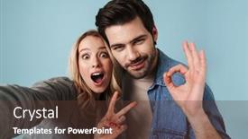  Presentation with catholic couple silhouette of young - Cool new PPT layouts with young-excited-couple-hugging backdrop and a tawny brown colored foreground