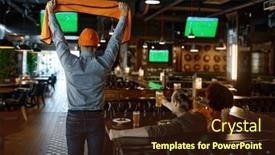  Presentation with sports bar - Theme consisting of young-excited-overjoyed-friends-watching background and a  colored foreground
