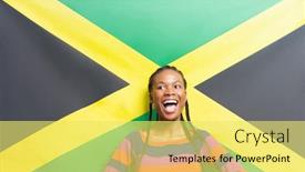  Presentation with flag - Audience pleasing presentation theme consisting of young-excited-woman-against-jamaican backdrop and a yellow colored foreground