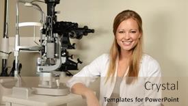  Presentation with medical instruments - Cool new slides with young-eye-doctor backdrop and a coral colored foreground