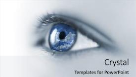  Presentation with human eye - Theme with young eye with sky background and a light gray colored foreground