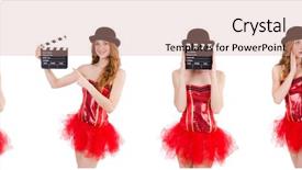  Presentation with octopus on isolated white - Slide deck featuring young fairy with clapperboard isolated background and a coral colored foreground