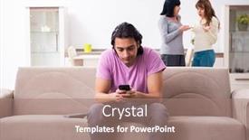  Presentation with family law - Audience pleasing PPT layouts consisting of young family and mother-in-law in family issues concept backdrop and a coral colored foreground