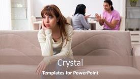  Presentation with family law - Amazing slide deck having young family and mother-in-law in family issues concept backdrop and a coral colored foreground