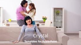  Presentation with family law - Colorful slide deck enhanced with young-family-and-mother backdrop and a coral colored foreground