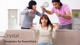  Presentation with family law - Colorful PPT theme enhanced with young-family-and-mother backdrop and a coral colored foreground