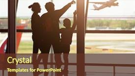  Presentation with airport - Amazing slide deck having young family at airport backdrop and a tawny brown colored foreground