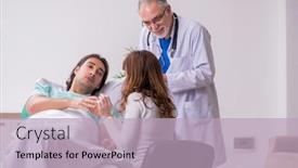  Presentation with hospital - PPT layouts enhanced with young-family-at-the-hospital background and a light blue colored foreground