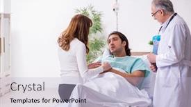  Presentation with hospital - Beautiful PPT theme featuring young-family-at-the-hospital backdrop and a light blue colored foreground