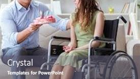  Presentation with disabled person - Cool new presentation theme with young-family-celebrating-birthday backdrop and a gray colored foreground