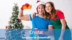  Presentation with christmas party - Cool new theme with young family cleaning apartment backdrop and a teal colored foreground