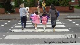  Presentation with done - PPT theme enhanced with young-family-crossing-the-famous background and a light gray colored foreground