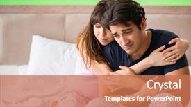  Presentation with family problems - Audience pleasing slide set consisting of young family discussing personal problems backdrop and a coral colored foreground