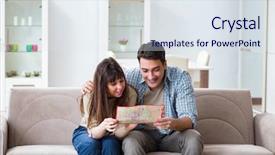  Presentation with travel - Colorful slides enhanced with young family discussing travel plans backdrop and a sky blue colored foreground