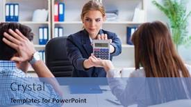  Presentation with mortgage - PPT theme having young family dissappointed at high interest mortgage rate background and a teal colored foreground