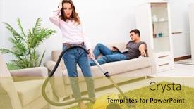  Presentation with cleaning - Theme with young-family-doing-cleaning background and a yellow colored foreground