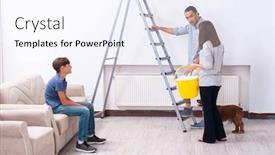  Presentation with home renovation - Slide deck featuring young-family-doing-home-renovation background and a sky blue colored foreground