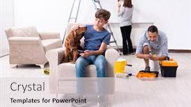  Presentation with home renovation - Amazing PPT layouts having young-family-doing-home-renovation backdrop and a lemonade colored foreground