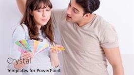  Presentation with home renovation - Slide deck with young-family-doing-renovation background and a soft green colored foreground