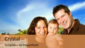  Presentation with baby doctor and family - Colorful presentation enhanced with young family enjoying a sunny backdrop and a gold colored foreground