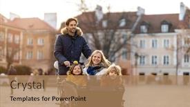  Presentation with time - Beautiful PPT layouts featuring young-family-enjoying-spending-time backdrop and a coral colored foreground