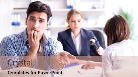  Presentation with divorce - PPT theme with young family filing divorce papers with lawyer background and a coral colored foreground