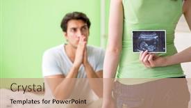  Presentation with pregnancy - Theme consisting of young family finding out about pregnancy background and a coral colored foreground