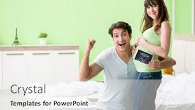  Presentation with pregnancy - PPT layouts featuring young family finding out about pregnancy background and a white colored foreground