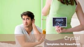  Presentation with pregnancy - Slides consisting of young family finding out about pregnancy background and a coral colored foreground