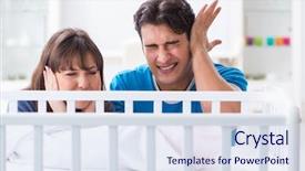  Presentation with crying baby - Theme featuring young family frustrated at baby background and a  colored foreground