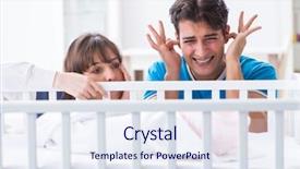  Presentation with baby crying - Amazing PPT theme having young family frustrated at baby backdrop and a  colored foreground